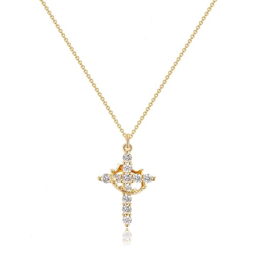 ZhouWei Collier Croix pour Femme et Homme, Collier avec Pendentif en Acier Inoxydable de Croix 40-45 cm Chaine Réglable, Cadeaux de Bijoux Délicats pour les Femmes...