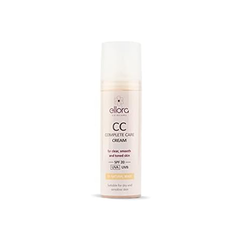 Ellora Skincare CC (Complete Care) Cream for DRY and/or SENSITIVE skin, 30ml, Natural Beige with DEWY finish, SOOTHING, MOISTURISING and FIRMING Cover