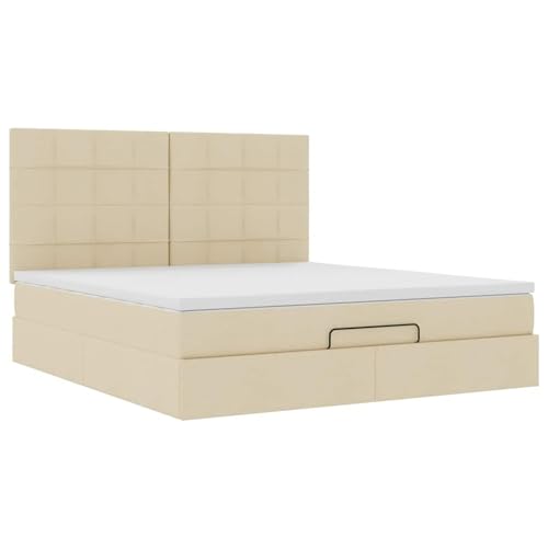 Tidyard Ottoman-Bett mit Matratze & LEDs Creme 160x200 cm Stoff, Funktionsbett mit Stauraum unter dem Bett für Apartments Gästezimmer Schlafzimmer3314022 – Bild 8