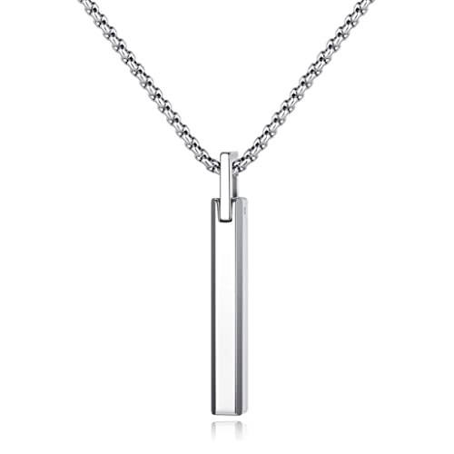 COAI Tungsten Bar Necklace for Men, Men's Pendant Necklace God/Silver 20
