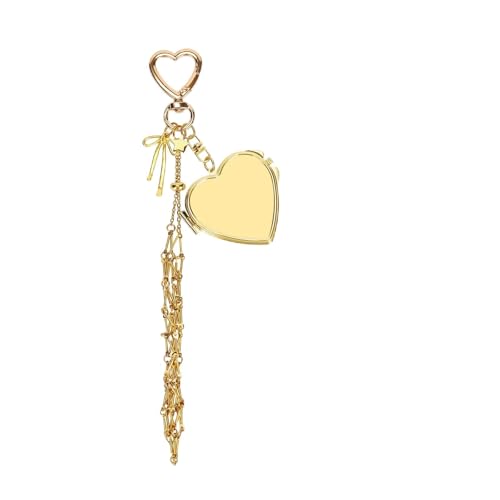 houlishu 1 Pcs Lip Gloss Holder Keychain - Y2K Style Built-in Mirror Chapstick Lipstick Key Chain for Women Purse Backpack (Heart-shaped)