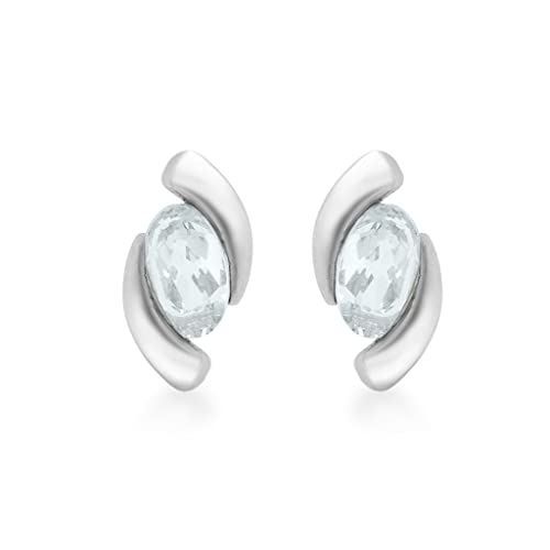 Clous d'oreilles aigue-marine et or blanc pour sublimer vos tenues