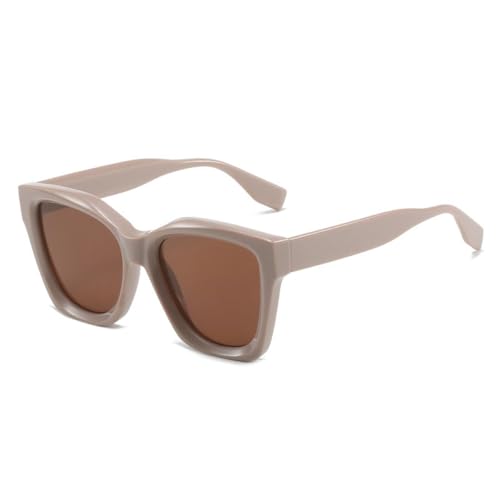 Lunettes de soleil femmes hommes polygone dégradé UV400 mode carré vintage thé kaki