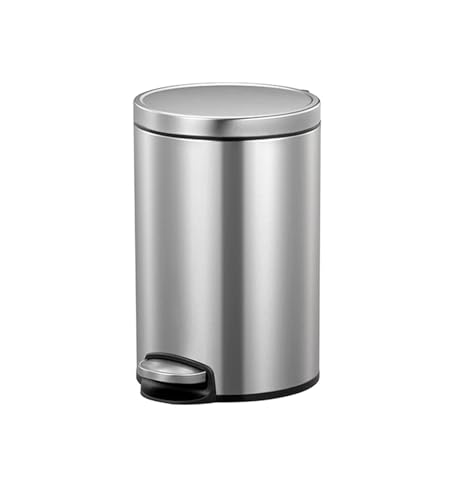 Image of Obsessions EKO Soft-Close Bathroom Trash Can - 5L Stainless Steel Pedal Bin with Lid & Liner, Elegant Waste Basket for Home & Office, Metallic