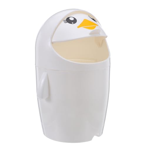 FUNOMOCYA Mini Skrivbordspapperskorg i Stabil Plast med Pingvindesign Söt och Praktisk Bordstunna med Lock för Kontor Sovrum och Hem Liten Avfallshanterare för Papper och Småskräp