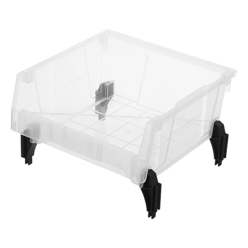 Mikikit Boîte de Rangement en Plastique PP Transparente 4 Pieds, Petite Boîte de Tri pour Loisirs Créatifs et Bureau, Organisateur de Pièces et Accessoires, Rangement Compact et Robuste