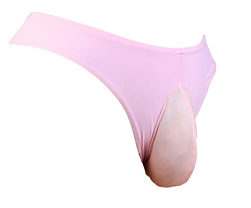 aishani Pouch Panties Men's Lace Bikini Briefs Cheeky Underpants,L Pink