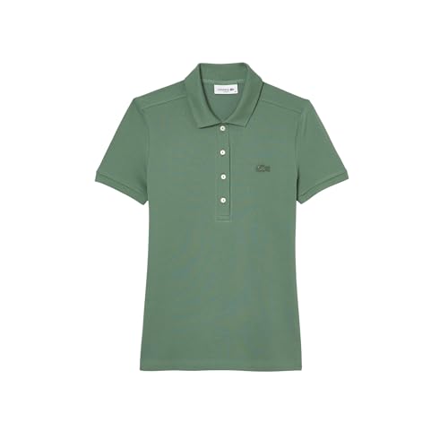 Lacoste Camisa polo feminina L.12.d Slim Fit Stretch Mini Piqué, Verde cáqui, 66