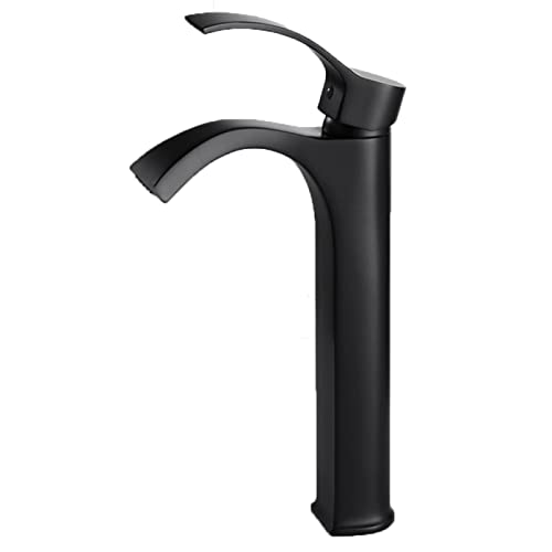 Robinet cascade lavabo salle de bain mitigeur évier chaud froid laiton noir poignée unique haut