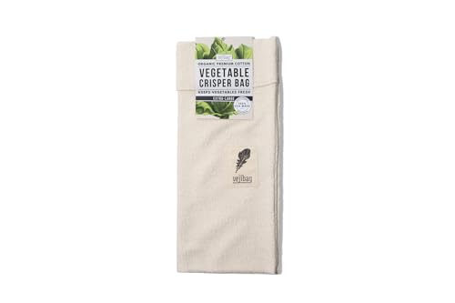 VEJIBAG Extra Large | Certified Organic Cotton Vegetable Crisper Bags | Produce Bags to Keep Lettuce & Veggies Fresh | Reusable, Eco-Friendly, Biodegradable, Machine Washable/Dryable | Made in USA