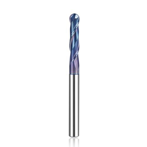 Image of SpeTool Ball Nose CNC Spiral Router Bits, Double Flutes Carbide End Mill 1 /4 Inch Shank with TAC Coating, 3 inch Over Length
