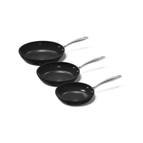Cook & Pan - Set de poêles à frire Signature 3 pièces- Induction - Sans PFAS- Revêtement Antiadhésif en Céramique- Aluminium- Noir