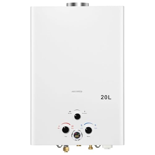 Scaldabagno a Gas 20L, All'aperto Portatile Scaldabagno Istantaneo a Propano Con Display Digitale Multi-Protezione Parete senza Serbatoio Scaldacqua Istantaneo Automatico