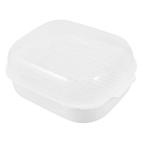 PERSELOSO 電子レンジ対応大型蒸し器ボックス 軽量プラスチック製 高耐熱蓋付き 蒸し調理用 野菜 魚 離乳食向け 調理短縮で栄養保持に優れた