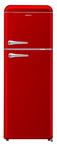 Hyundai - Réfrigérateur rétro combiné 208L (160L+ 48L) - Rouge - Froid statique - Design Vintage