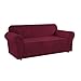 H.VERSAILTEX Stretch Sofa Covers for 3 Cushion Couch Covers Sofa Slipcovers for Living Room Feature Thick Checked Jacquard Fabric with Elastic Bottom, Sofa Large - Burgundy Red