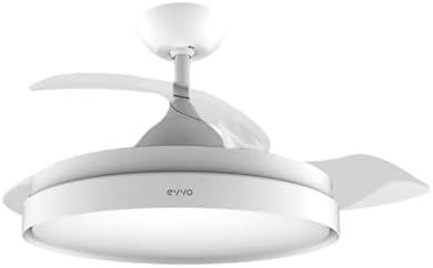 EVVO Ventilador de Techo con Aspas Rectráctiles y Luz, Ø107cm, 3 ...