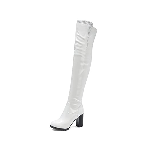 Bottes au-dessus du genou grande taille au fini cuir verni brillant