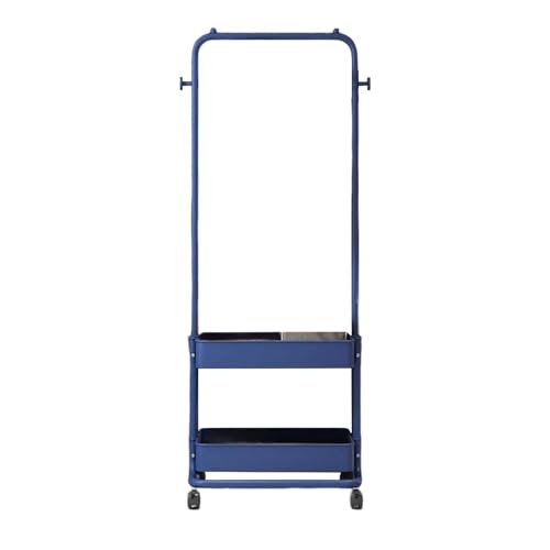 Genérico Estantería ropera móvil 3 en 1 con cestas de 2 niveles y ganchos laterales organizador almacenamiento resistente para dormitorio sala estar vestidor recibidor