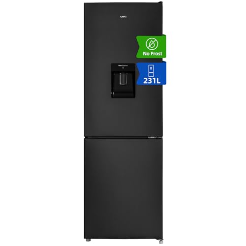 CHIQ Kühlschrank mit Wasserspender 2XL | No Frost | 231L, 54cm B, 57,6cm T | 4-Sterne-Gefrierfach, Schnellkühlung| Umkehrbare Tür, Obstschubladen, LED-Licht | Kühl-Gefrierkombination Freistehend
