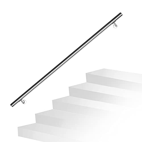 Lospitch Rampe d'escalier murale en acier inoxydable - Pour l'intérieur et l'extérieur - Avec support mural et embouts - 180 cm