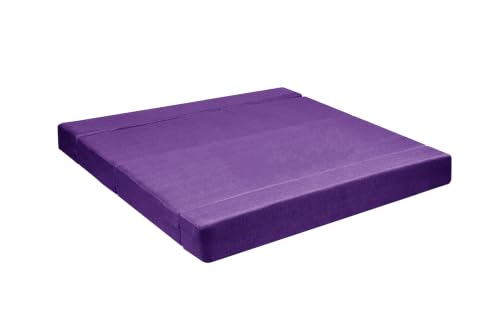 Image of Los Angeles Foldable Four Seater Sofa Cum Bed, Sofa Bed 6 X 6 Feet Jute Fabric Washable Cover- Including Cushion Perfect for Living Room - Purple Color