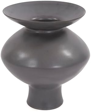 Howard Elliott Collection Graphite Ceramic Flared Vase- Small
