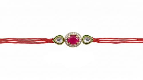 Image of Elegant Traditional Gold Plated /Rakhi Combo Of 1 Piece for Men and Women /brother /sister /bhabhi Kundan Stone combo set (Same as Shown In Image)