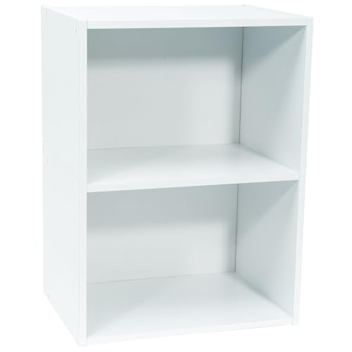 WERKA PRO Meuble Blanc de Rangement - 2 Niches - Panneaux de Bois MDF - 54 x 40 x 29 cm - Livré en Kit avec Plan de Montage - pour Salon, Bureau ou Chambre - Robuste et...