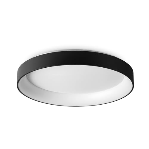 Plafonnier LED Noir 7800Lm Ideal Lux Ziggy Éclairage Puissant Blanc Chaud
