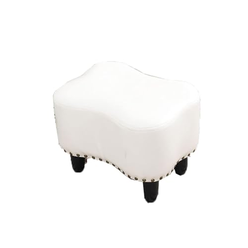 Repose-Pieds en Cuir Blanc dans le Salon : Tabouret S3YT8U Près du Canapé