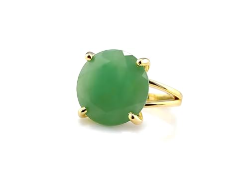 Bague en or et pierre naturelle aventurine artisanale