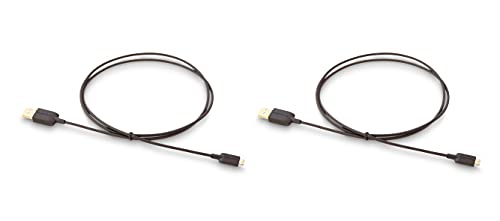 Image of Amazon Basics 2-Pack USB-A to Micro USB Cable, Data Transfer, Android Charger, 480Mbps Transfer Speed, Gold-Plated Plugs, USB 2.0, 3 Foot, Black