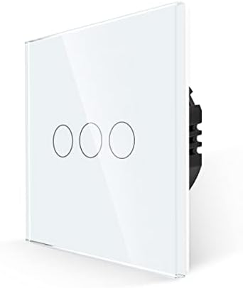 JIMEIDA Touch Light Switch, No Neutral Wire Required, Single White Light Switch with LED Backlight, 1 Gang 1 Way Wall Switch and Screwless Glass Plate, 500W, AC 240V