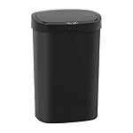 BestOffice | 13 Gallon Trash Can with Lid | Automatic Touchless Garbage Can | Odor Control | Modern Oval Design | Easy to Clean | Plastic | Black | Fits Any Kitchen, Bathroom, Office or Home
