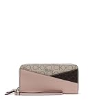 Calvin Klein Carteira feminina Saffiano Continental com zíper e alça de pulso, marrom/cáqui/pétala/baunilha/cáqui, One Size