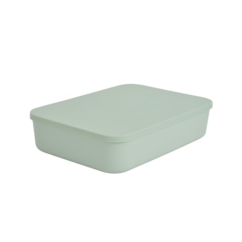 Homéa, Box mit Deckel aus Kunststoff, 5,5 l, 35 x 25 x 8 cm, Salbei