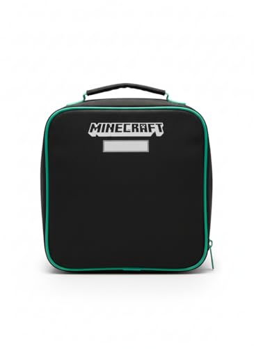 Minecraft 5 Piece Lunch Set Kids School Lunch Bag, 450ml Lockable Water Bottle, 3 Nesting Snack Boxes Featuring Creeper, Skeleton, Enderman - Gift for Minecraft Fans