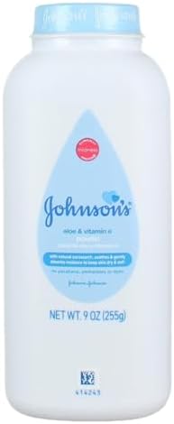 Johnson's Baby Powder with Naturally Derived Cornstarch Aloe & Vitamin E, Hypoallergenic, 9 oz (Pack of 3) image 5