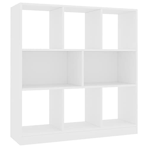 vidaXL Bücherregal mit 8 großen Fächern Standregal Aktenregal Wandregal Raumteiler Raumtrenner Regal Weiß 97,5x29,5x100cm Holzwerkstoff
