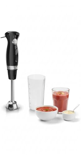 Tefal Black Collection Hand Blender 2 Speeds Pulse 2 stainless Steel Blades Powerful 450W Anti-splash Foot Smoothies Soups Mayonnaise Sauces Kitchen Compact Dishwasher Safe Parts HB4718G0