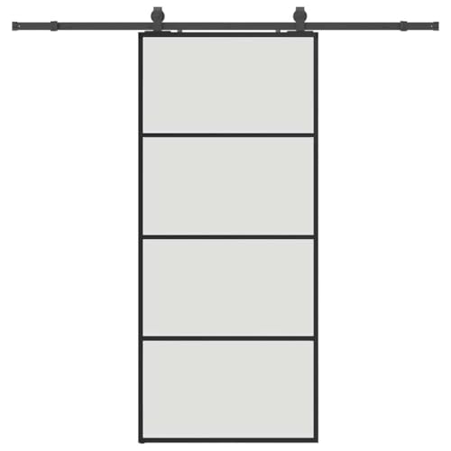 vidaXL Porte coulissante kit de quincaillerie noir 90x205 cm verre ESG, porte intérieure, porte de grange intérieure, porte de grange coulissante