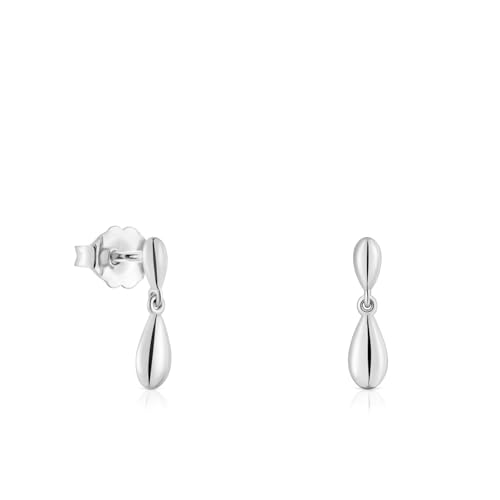 TOUS Pendientes Largos para Mujer de Plata de Primera Ley y Motivo Lagrima, Colección Motivos