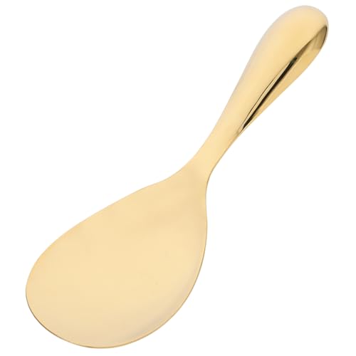 LALADEFIEE Stainless Steel Rice Spoon with High Gloss Gold Finish Ergonomic Comfortable Handle Mixing and Serving Spoon for Home Kitchen and Restaurant Use