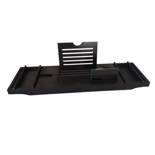 Bandeja extensible de bambú para bañera de madera ajustable de 75 a 109 cm, perfecta para velas, toallas, libros, teléfonos de vino, accesorio ideal para ducha (caja doble: bambú)