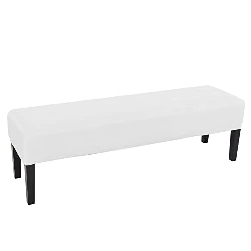 Dasory Velvet Bench Covers For Dining Room,Soft Stretch Upholstered Bench Seat Slipcover For Living Room Anti-Dust Removable Bench Slipcover,White #TOP5