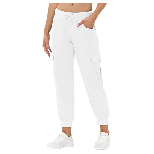 JINSHI Pantalons Femme Cargo Long Travail Pantalon Jogging Taille Haute avec Poches Beige L