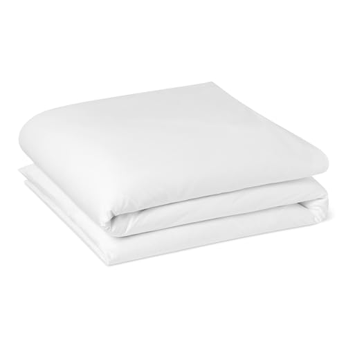 Amazon Basics Funda Nórdica Deluxe, 100% Algodón Satén 400 Hilos, Extra Suave con Botones a Presión, 220 x 240 cm, Blanco