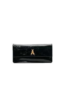 PATRIZIA PEPE Borsa a Tracolla in Pelle Lucida Nera 23,5x10,5x7 cm