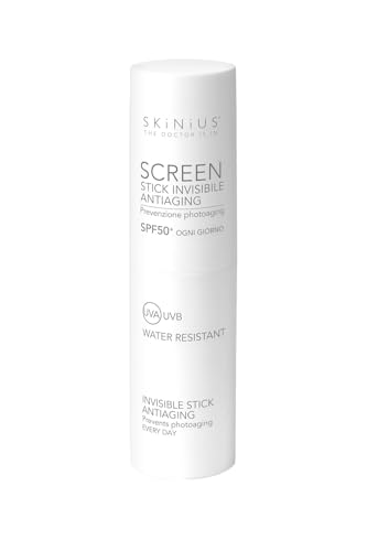 Skinius Screen Stick Solare 50+ Viso Invisibile - Protezione Solare con Sistema di Filtri UVA e UVB, Olio Extra Vergine di Oliva e Vitamina E - Screen Stick SPF 50+